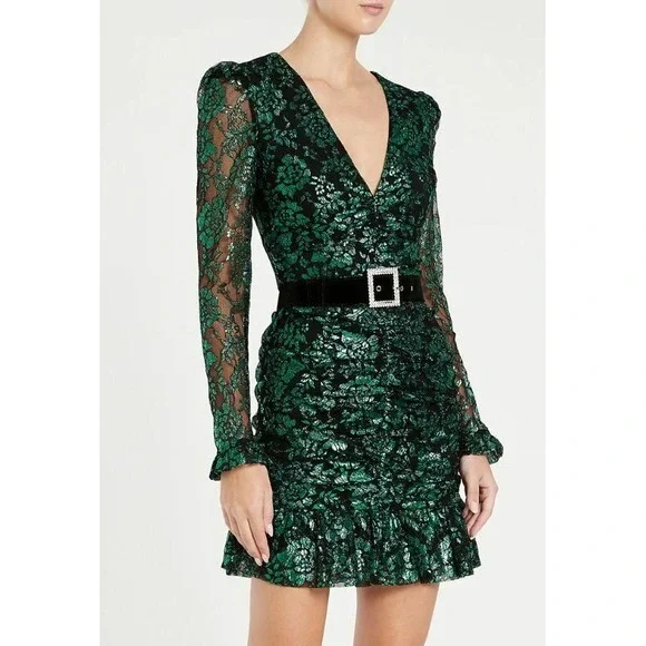 Rebecca Vallance Pixie Green Lace Mini Dress Size 4